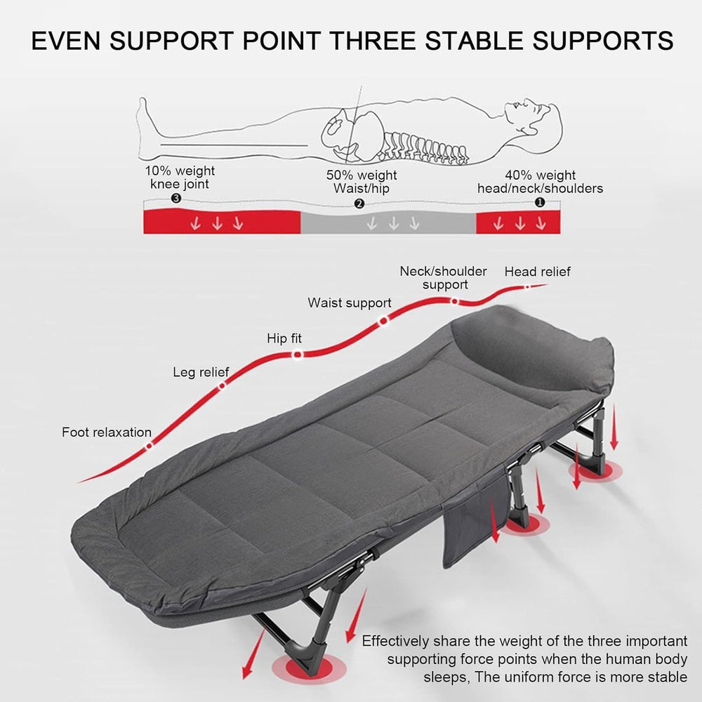 Camping Cot for Adults with Cushion, Portable Folding Camping Cot, 5-Position...
