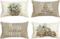 AVOIN Colorlife Bless Our Home Farmhouse Eucalyptus Leaves Throw Pillow Covers by AVOINcolorlife
