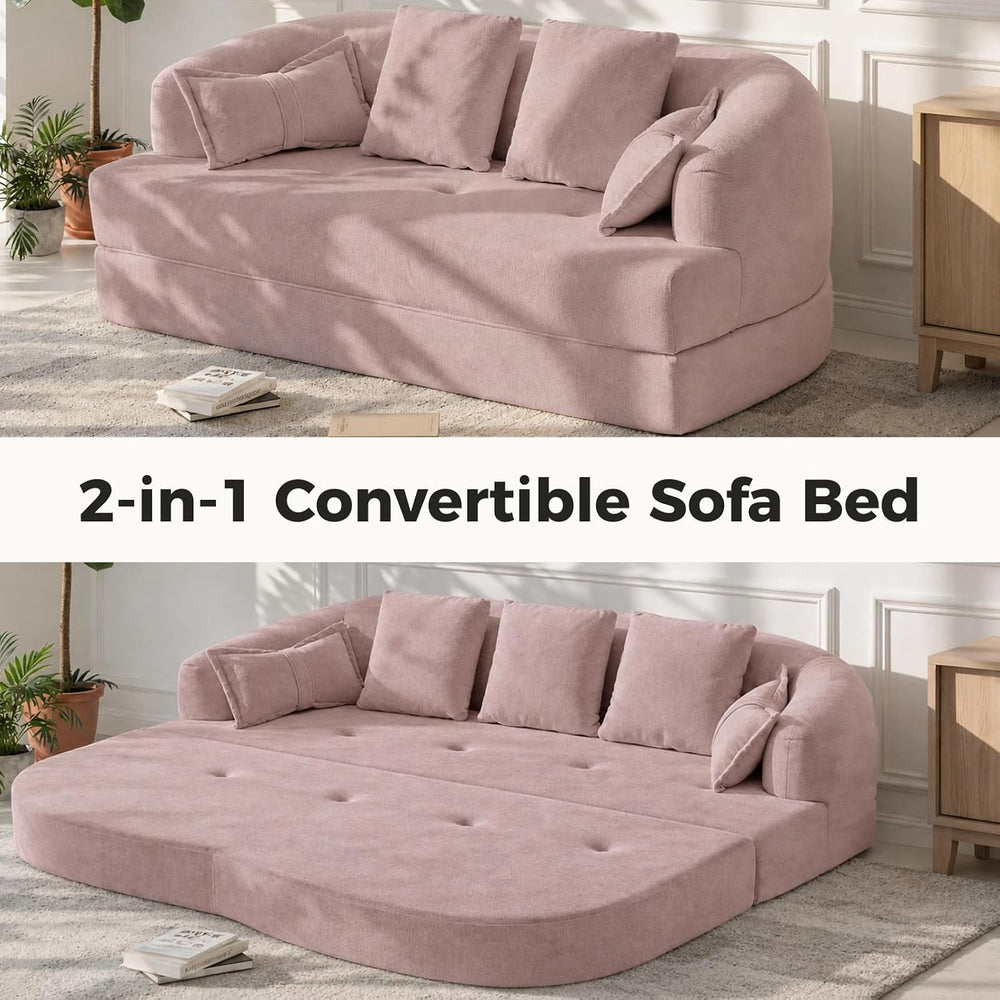 70" Convertible Sofa Bed, Chenille Boneless Comfortable Sleeper Futon