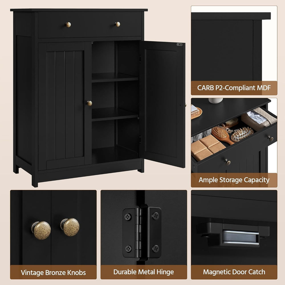 Yaheetech Bathroom Storage Cabinet with 1 Drawer and 2 Doors, Bathroom Floor ...