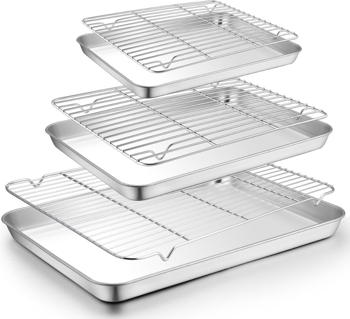 TeamFar Baking Sheet with Rack Set, 19.6/16/12.5 Inch Stainless Steel Cookie