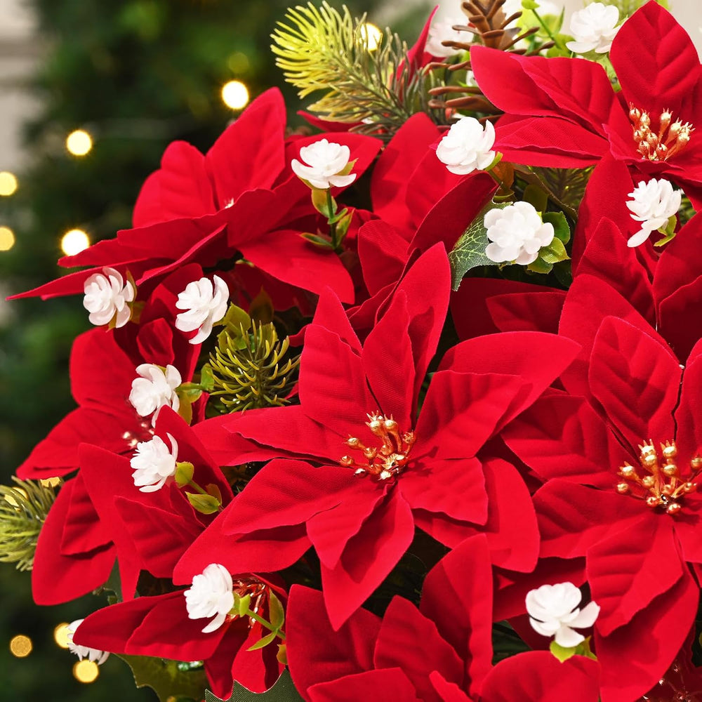 36 Pack Poinsettias Flowers Artificial Christmas Flowers for Outdoors, 14'...