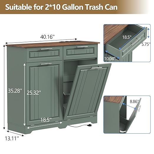 Double 10 Gallon Tilt Out Trash Can Cabinet