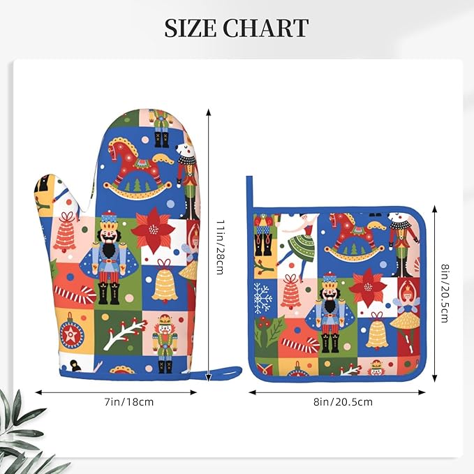 Christmas Nutcrackers Silicone Oven Mitts Pan Mats Set of 2, Heat Resistant - Image 3