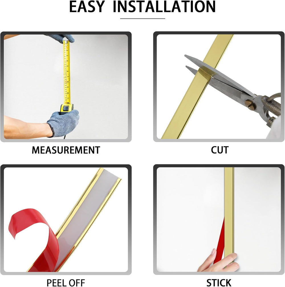 QDYMXUN Glossy Gold Peel and Stick PVC Molding Trim, Flexible DIY Wall Accent...