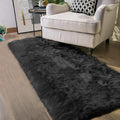 Latepis Black Runner 2x5 Washable Rug Faux Sheepskin Bedroom Rug Soft Fluffy by Latepis