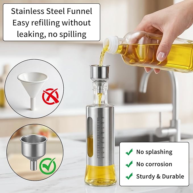 Olive Oil Dispenser for Kitchen, 2 Pack 10oz/300 ML Cooking Oil and Vinegar - Image 5
