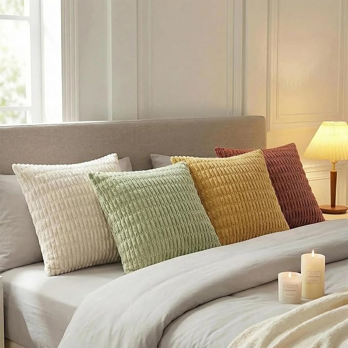 Fancy Homi 4 Packs Boho Fall Decorative Throw Pillow Covers 20x20 Inch - Image 3