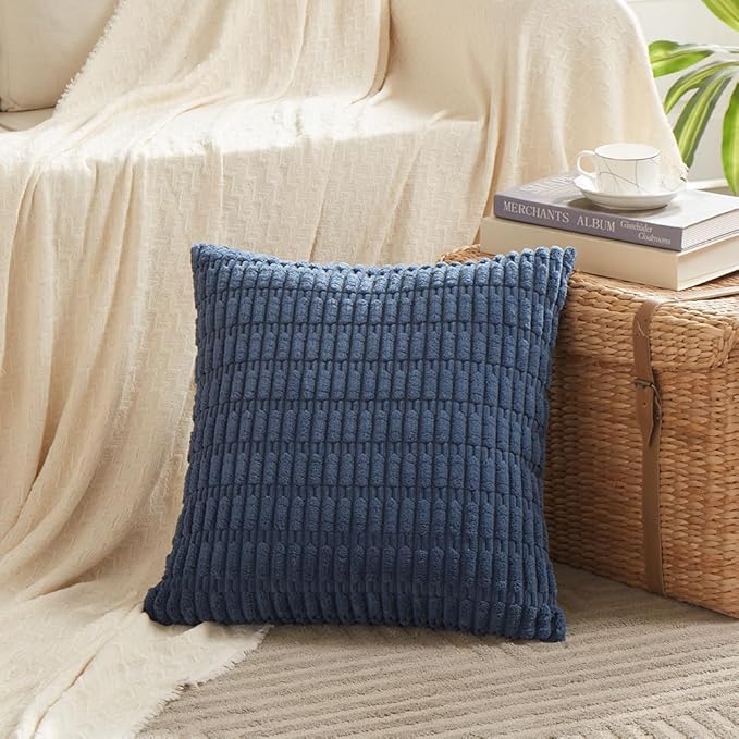 Fancy Homi 4 Packs Dusty Blue Decorative Throw Pillow Covers 20x20 Inch - Image 2