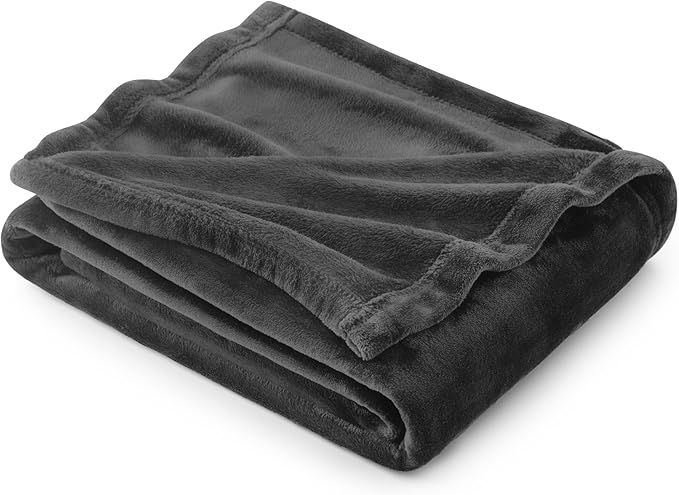 Bedsure GentleSoft Fleece Blanket Twin Size Dark Grey by BEDSURE