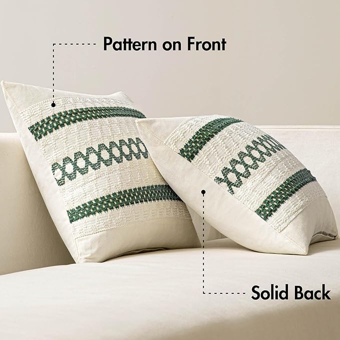 MIULEE Set of 2 Dark Green Boho Christmas Decorative Lumbar Pillow Covers 12x20 - Image 9