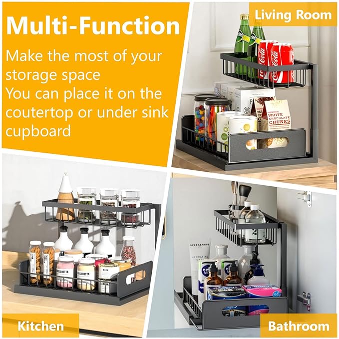 Ceetug Under Sink Organizers and Storage 2 Tier Slide Out Kitchen Cabinet - Image 7