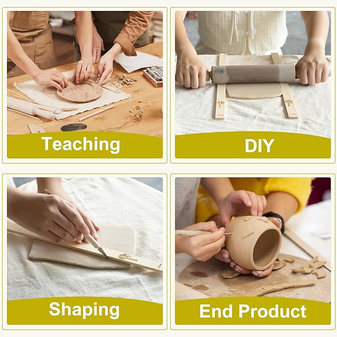 Pottery Rolling pin Guides, Clay Tools, 5-Size Mud Stick Guide - Image 9