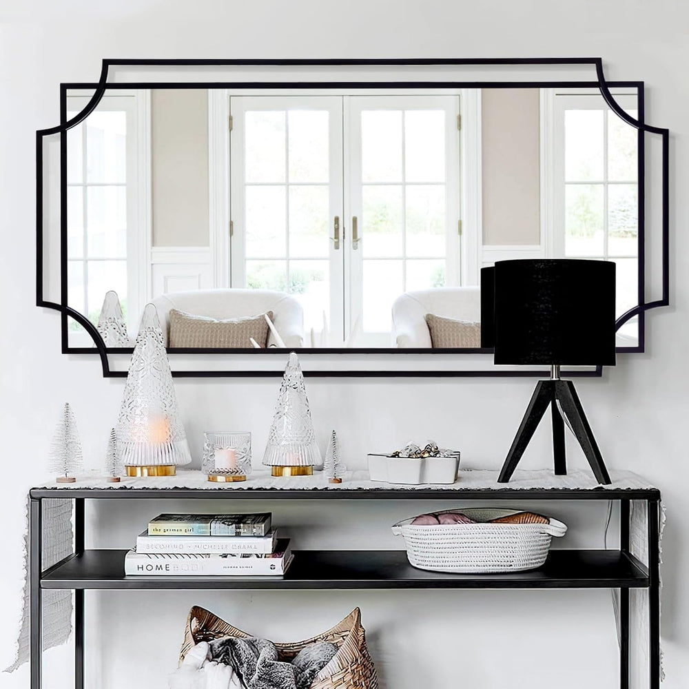 Large Black Mirror for Living Room, 60'' x 30'' Decorative Wa...