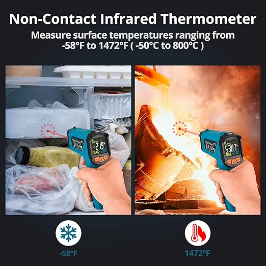Tilswall Infrared Thermometer, -58°F to 1472°F, Non-Contact Digital Laser - Image 3