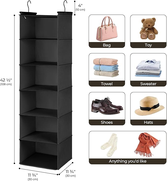 GRANNY SAYS 6 Shelf Hanging Closet Organizers and Storage, Collapsible Closet - Image 3