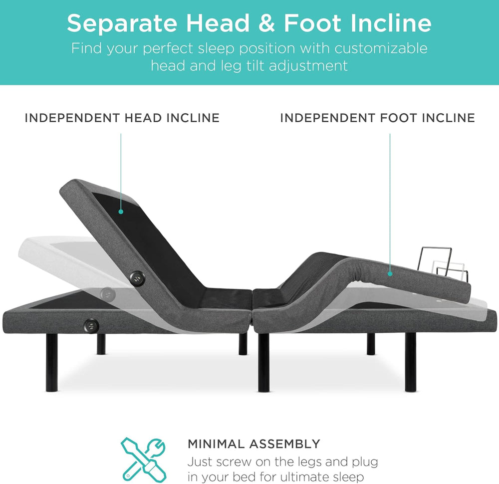 Best Choice Products Ergonomic Queen Size Adjustable Bed Frame, Electric Base...