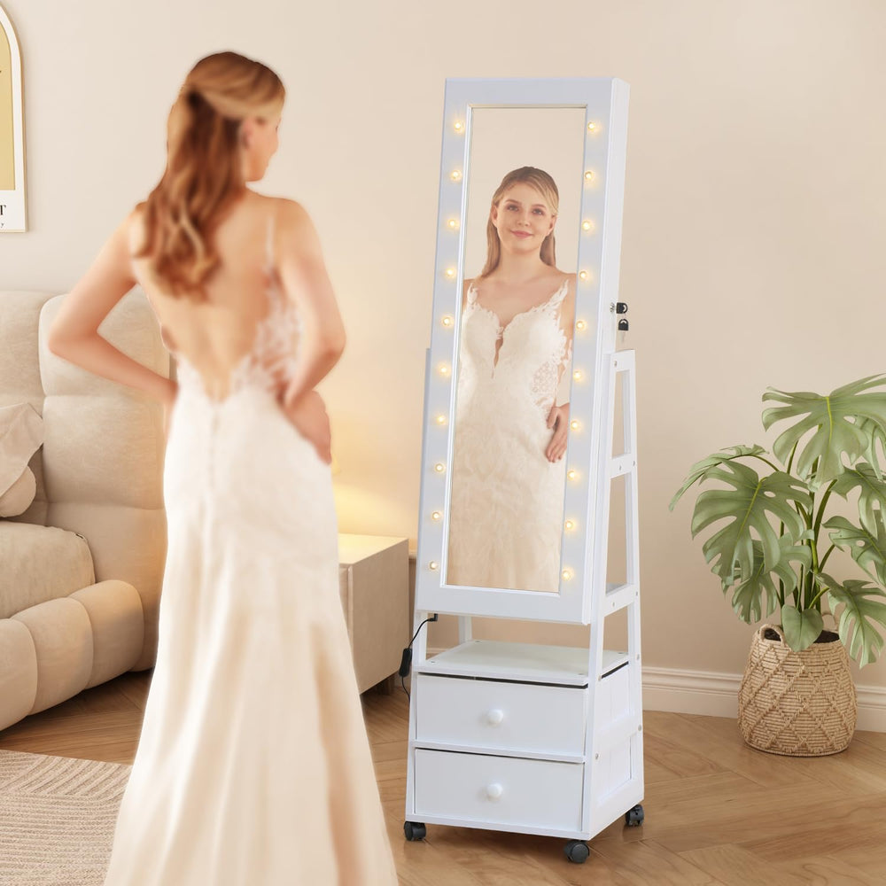 Jewelry Armoire Cabinet Organizer Standing with 20 LED Lights
