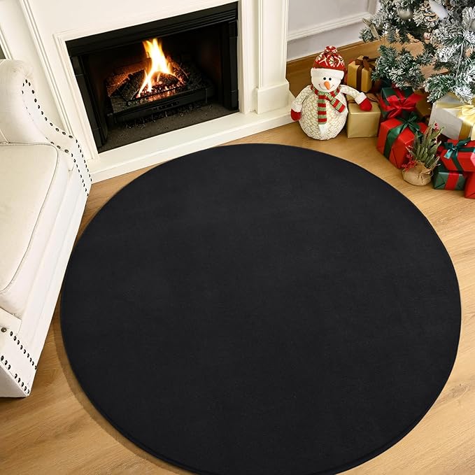 Amearea Black Round Area Rugs 5ft Washable Circle Rugs - Image 9