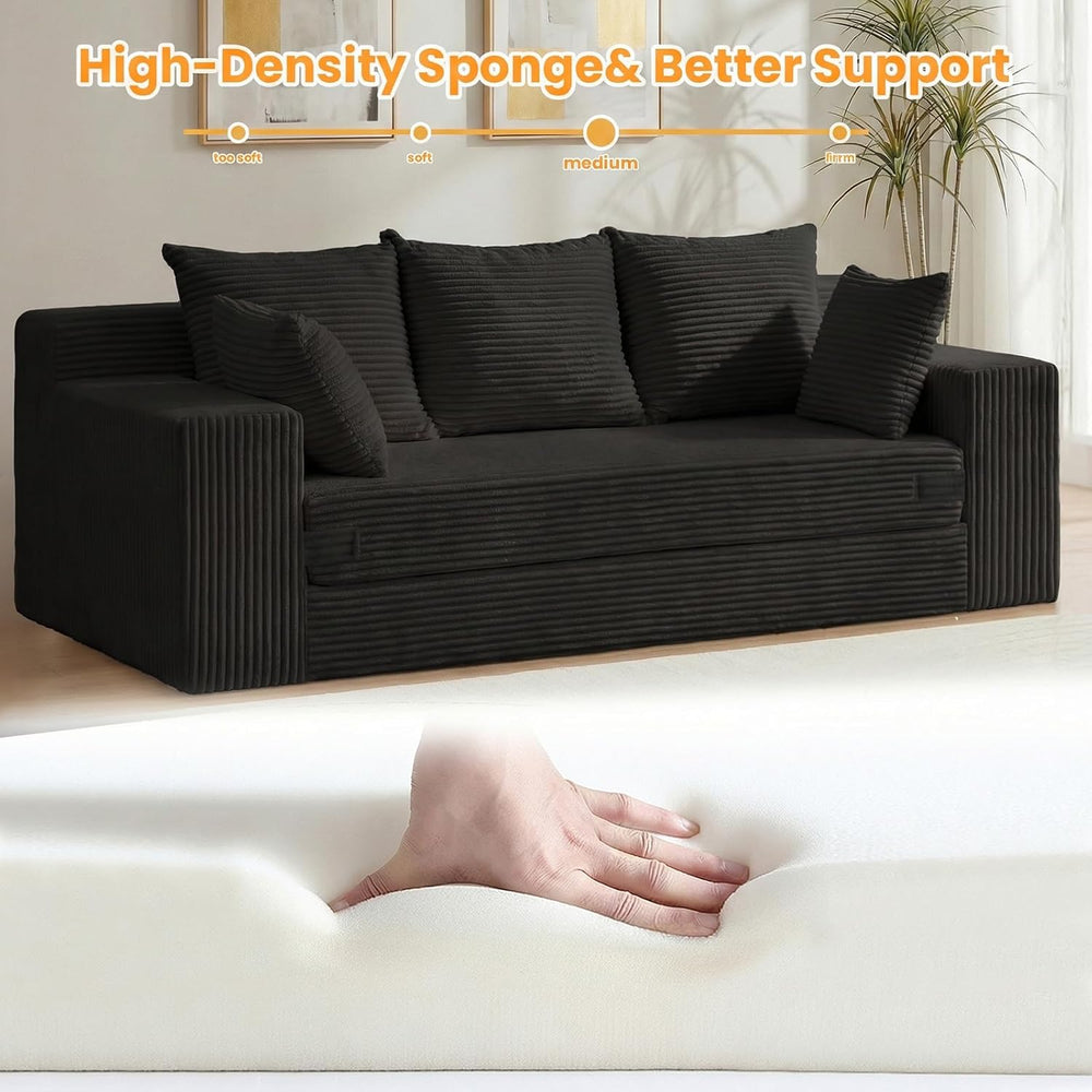 Boneless Couches, 3 Seater Boneless Couch with Futon Couch Corduroy Boneless ...