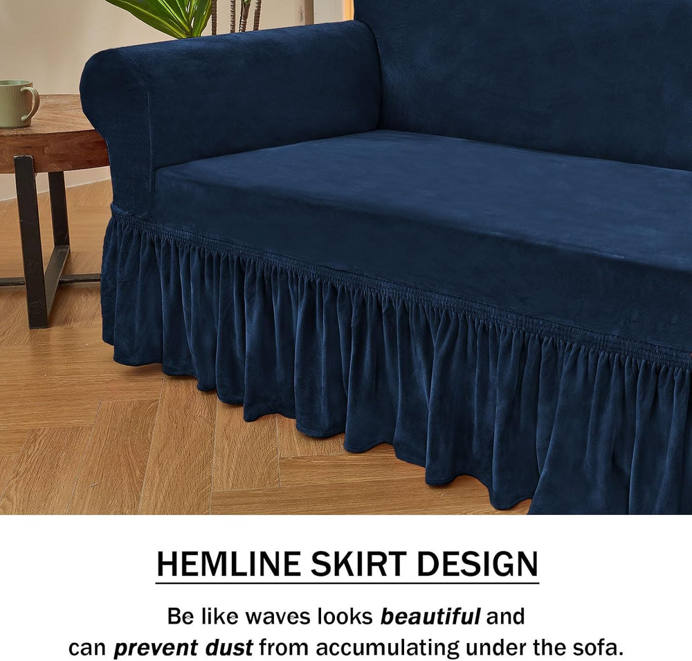 Navy Blue Armchair Covers Arm Chair Cover Armchair Slipcovers with Skirt