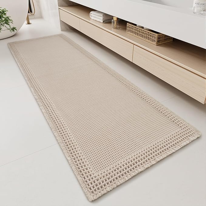 RESARE Waffle Bathroom Runner Rugs, Super Absorbent Bath Mat Non Slip Washable by Resare