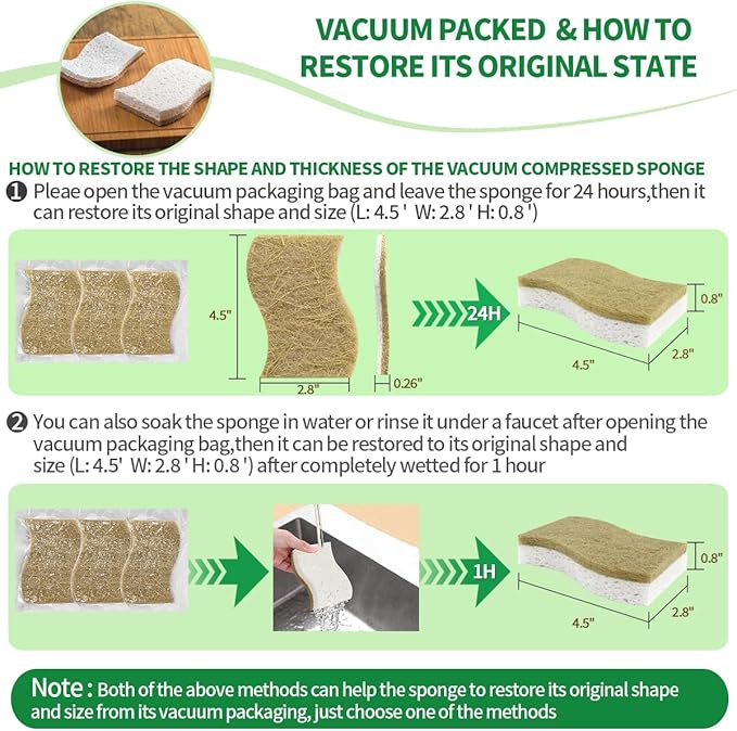 Sponges Kitchen Natural Dish Sponge Plant-Based Biodegradable Compostable - Image 6
