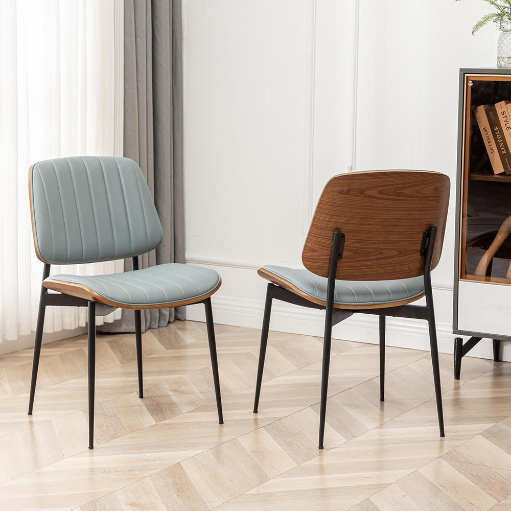 LUNLING Dining Chairs Set of 2,Mid Century Modern Retro Faux Leather Chair wi...