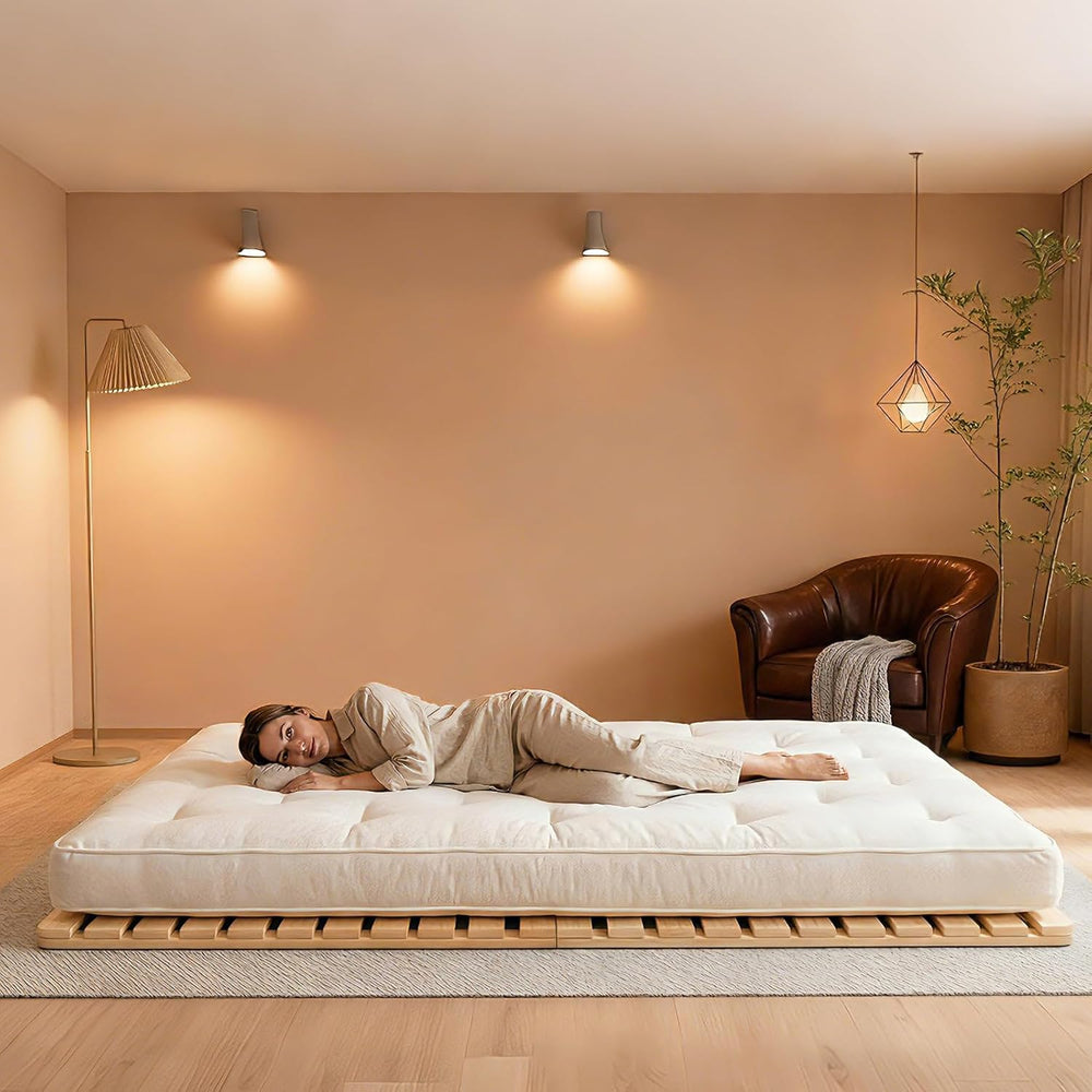 LILYPELLE Floor Bed Frame Full, Foldable Tatami Bed Frame Futon Frame