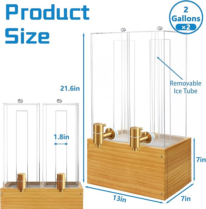 2 Pack 2 Gallon Large Drink Dispenser, Drink Dispenser