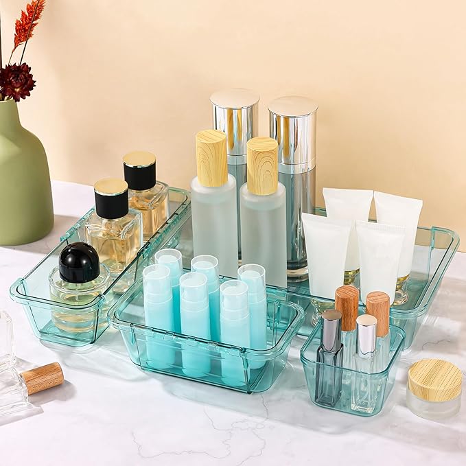 14 Pcs Clear Drawer Organizer, Adjustable Drawer Storage Box, 3-Size Desk - Image 6