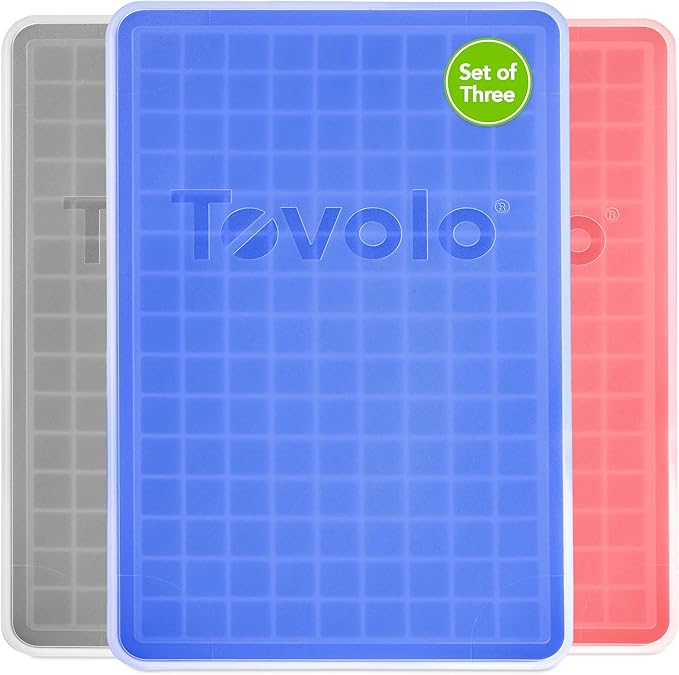 Tovolo Mini Ice Cube Tray with Lid Set of 3 Assorted Colors Small Ice Maker by Tovolo