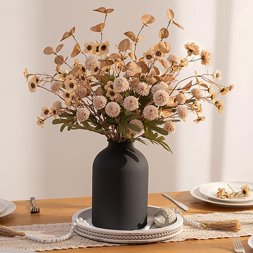 BLOSMON Beige Faux Flowers in Vase for Dining Table Centerpiece Decor