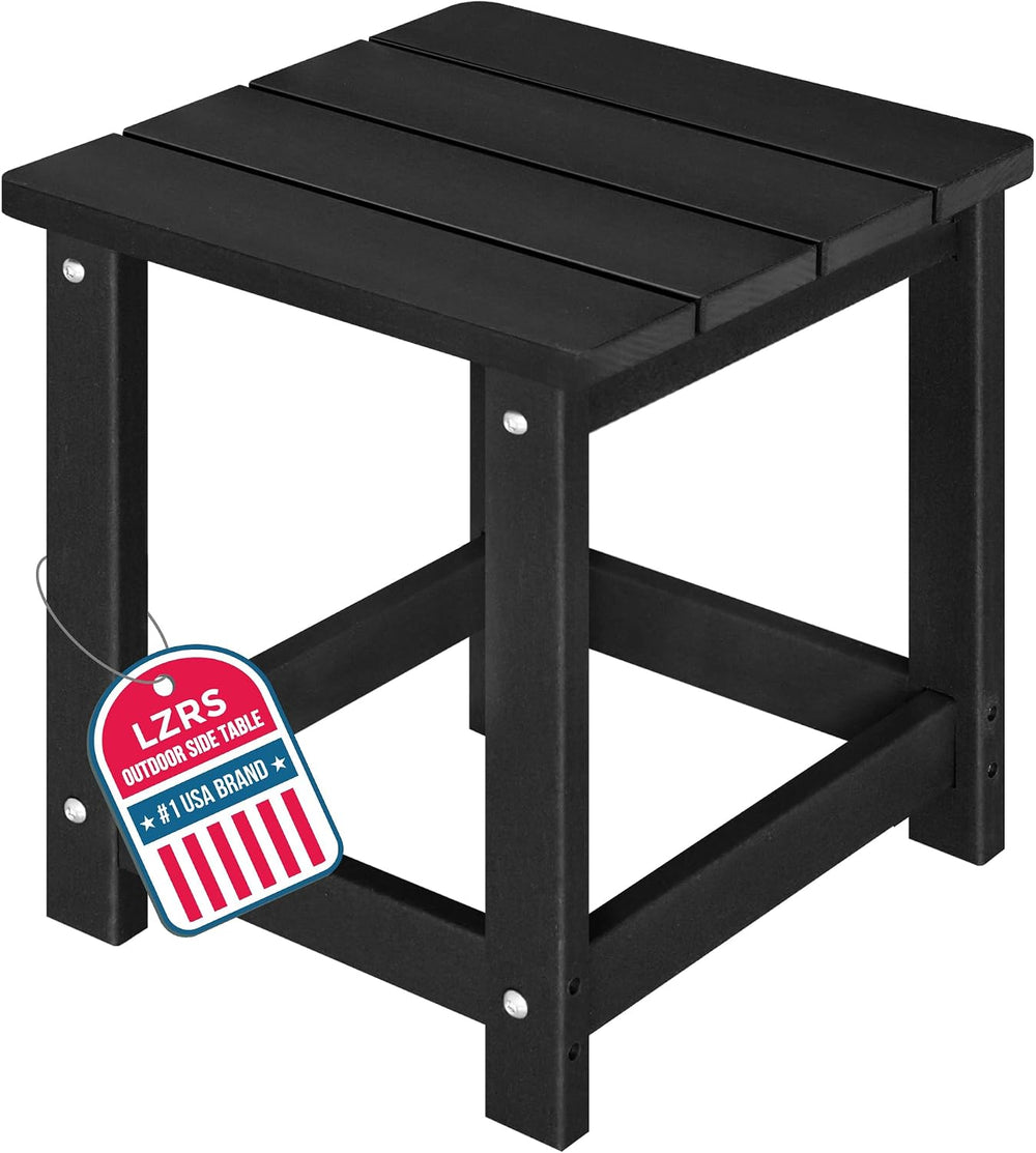LZRS Patio Side Table, Heavy Duty HDPE Outdoor End Table with Wood Texture, W...
