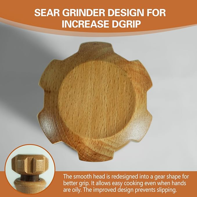 Wooden Salt And Pepper Grinder Set –【Gear-Shape Knob & Effortless Grinding】8 - Image 2