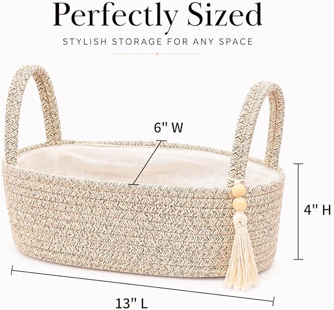 ABenkle Small Storage Basket, Jute Rope Woven Toilet Paper Tray Organizer - Image 2