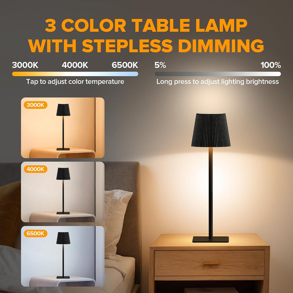 LUTEC 4 Pack Cordless Table Lamp,6000mAh Rechargeable Battery Operated Desk L...