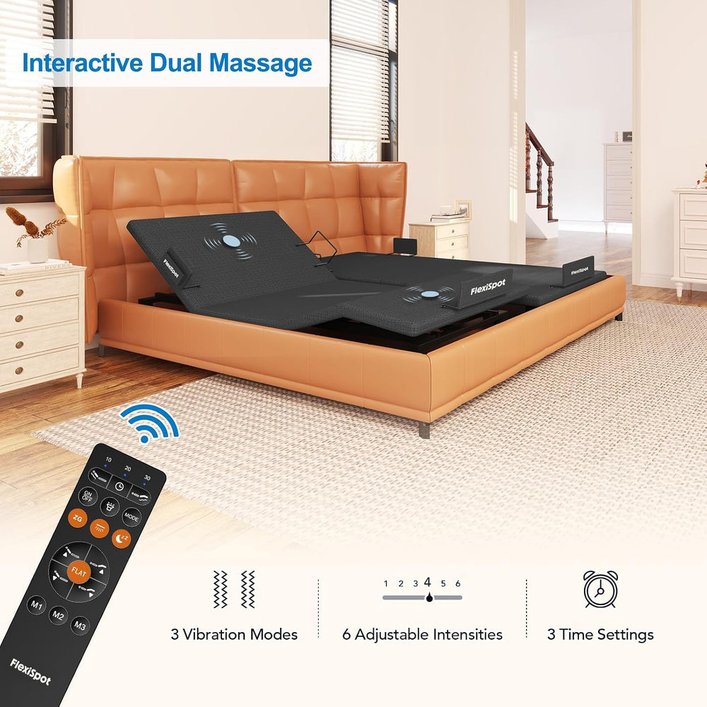 FLEXISPOT S6 Adjustable Bed Frame Base Split King, Quick Assembly, Massage, Z...