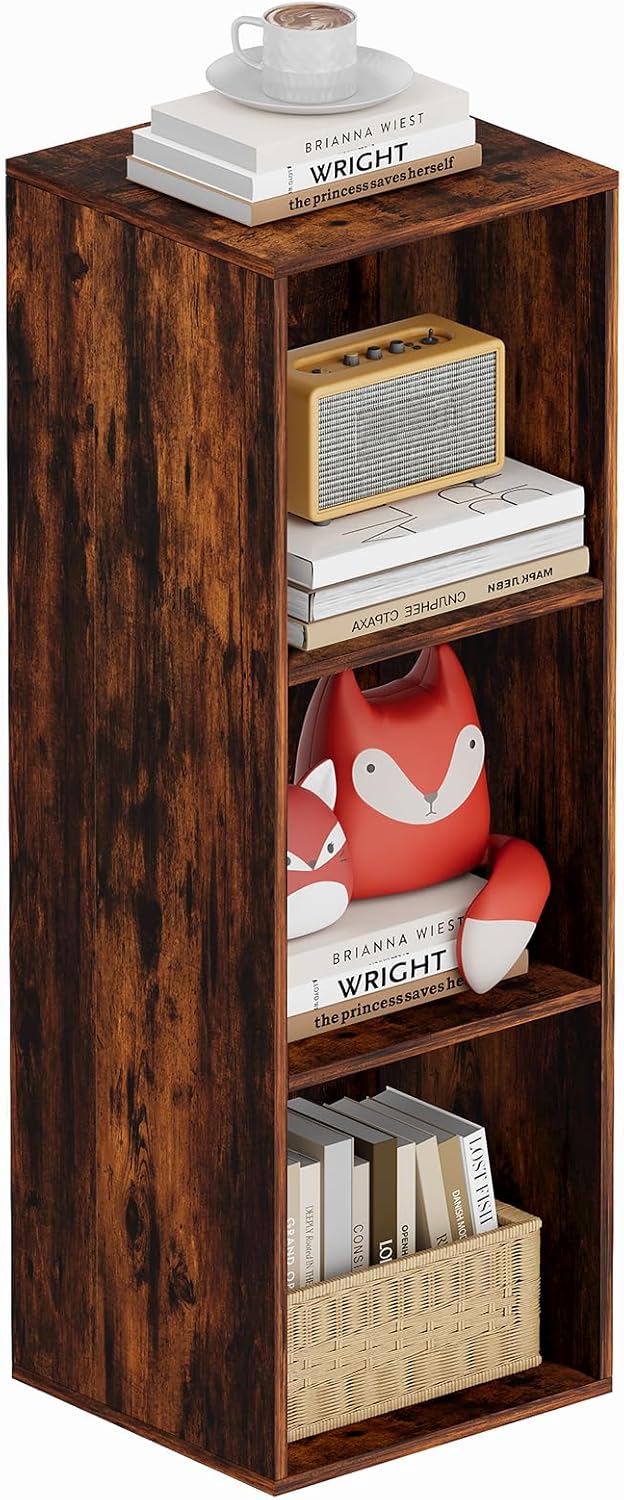 Book Shelf, Wooden Cube Storage Organizer with 11" Open Cubes, Stackable...
