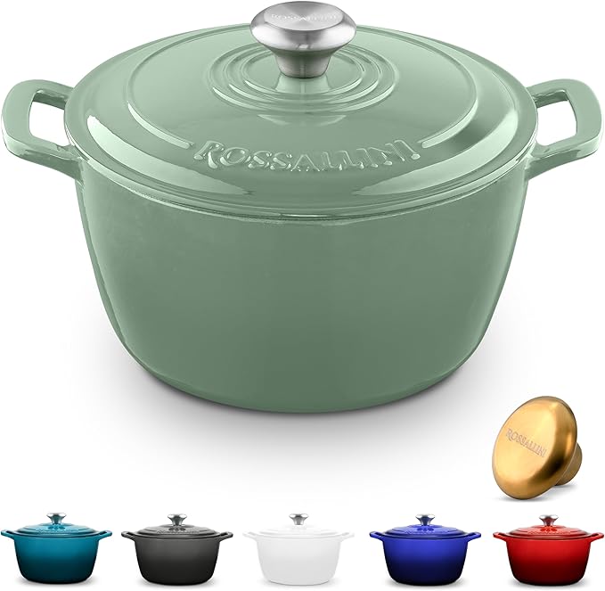 ROSSALLINI Signature Enameled Cast Iron Dutch Oven, Non-Stick Serving Pot by RossalliniSignatureStoneware