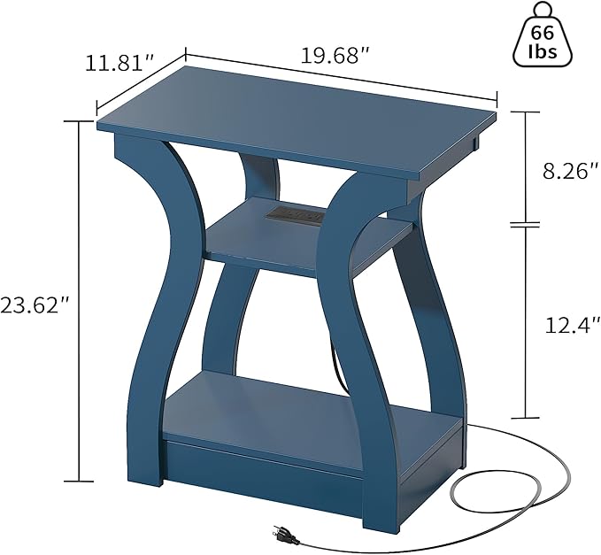 End Tables Living Room, End Table end Table with Charging Station and USB,Nav...
