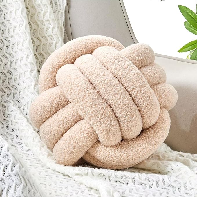Uvvyui Knot Pillow Ball, Soft Home Decorative Pillows, Round Throw Pillow by Uvvyui