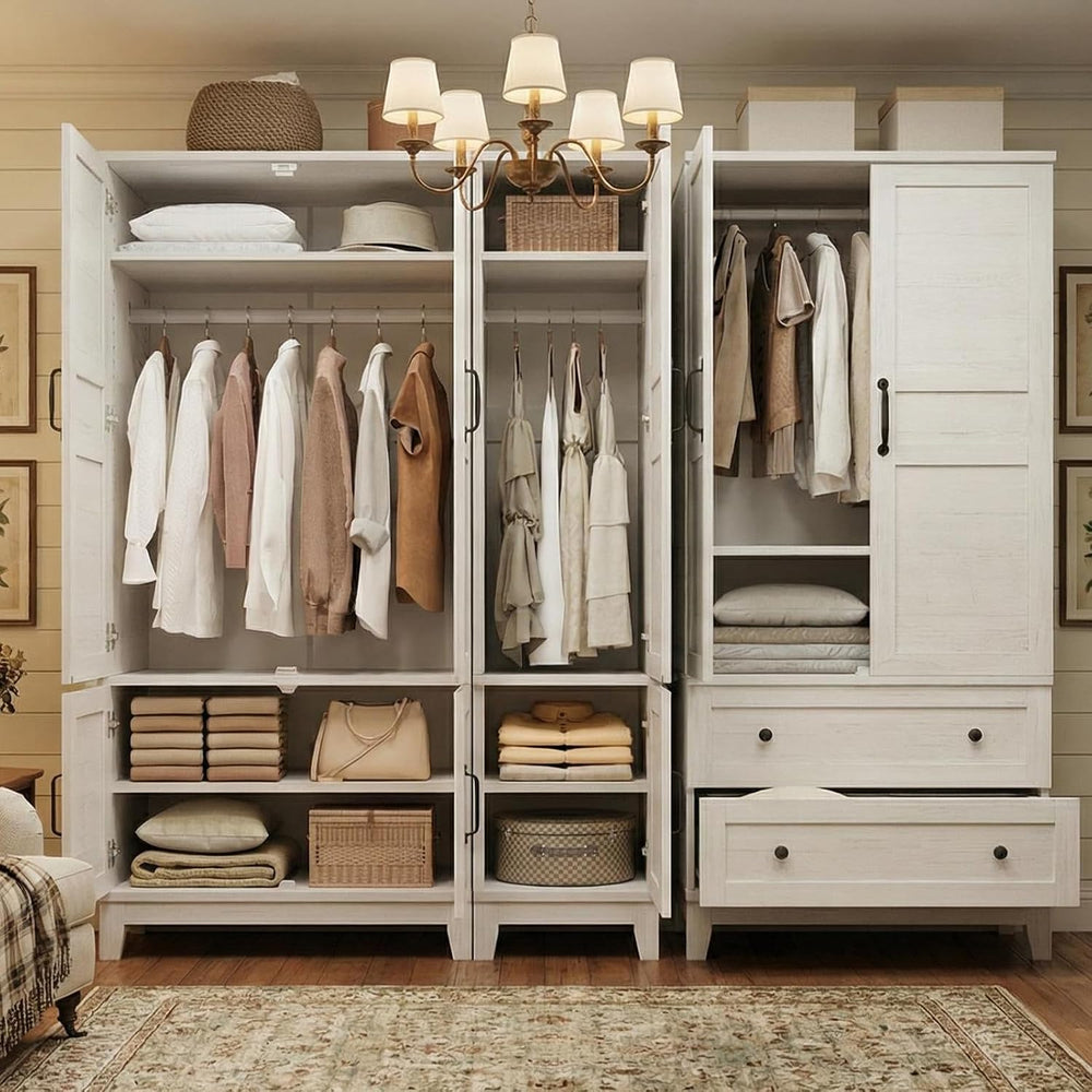 IDEALHOUSE Armoire Wardrobe Closet with 2 Drawers, 72" Tall Wooden Cloth...