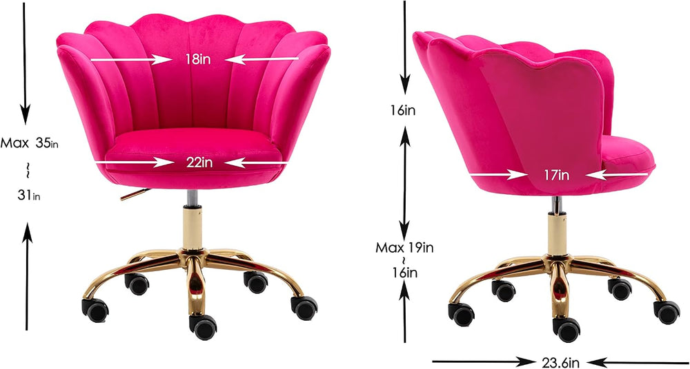 Comfy Home Office Task Chair with Wheels, Cute Modern Upholstered Velvet Seas...