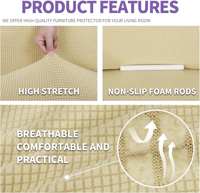 ZNSAYOTX Super Stretch Couch Cover Love Seat Sofa Covers - Image 4