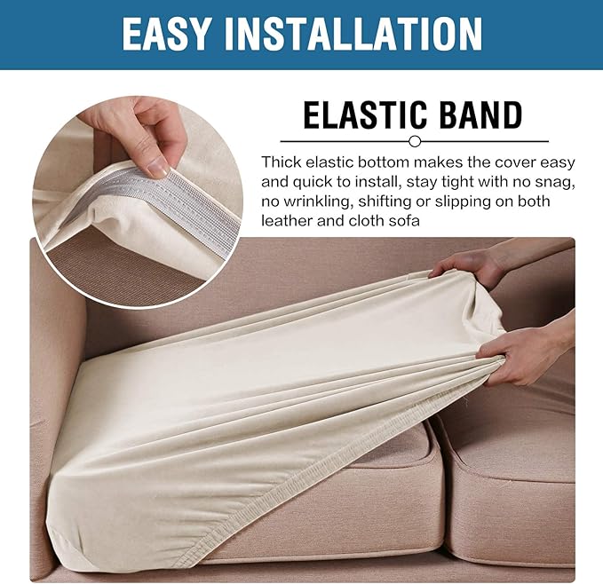 H.VERSAILTEX Velvet Stretch Couch Cushion Cover Plush Cushion Slipcover - Image 4