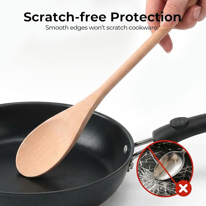 HANSGO 3PCS Wooden Spoons for Cooking, 12 Inch Long Handle Mixing Spoons for - Image 4