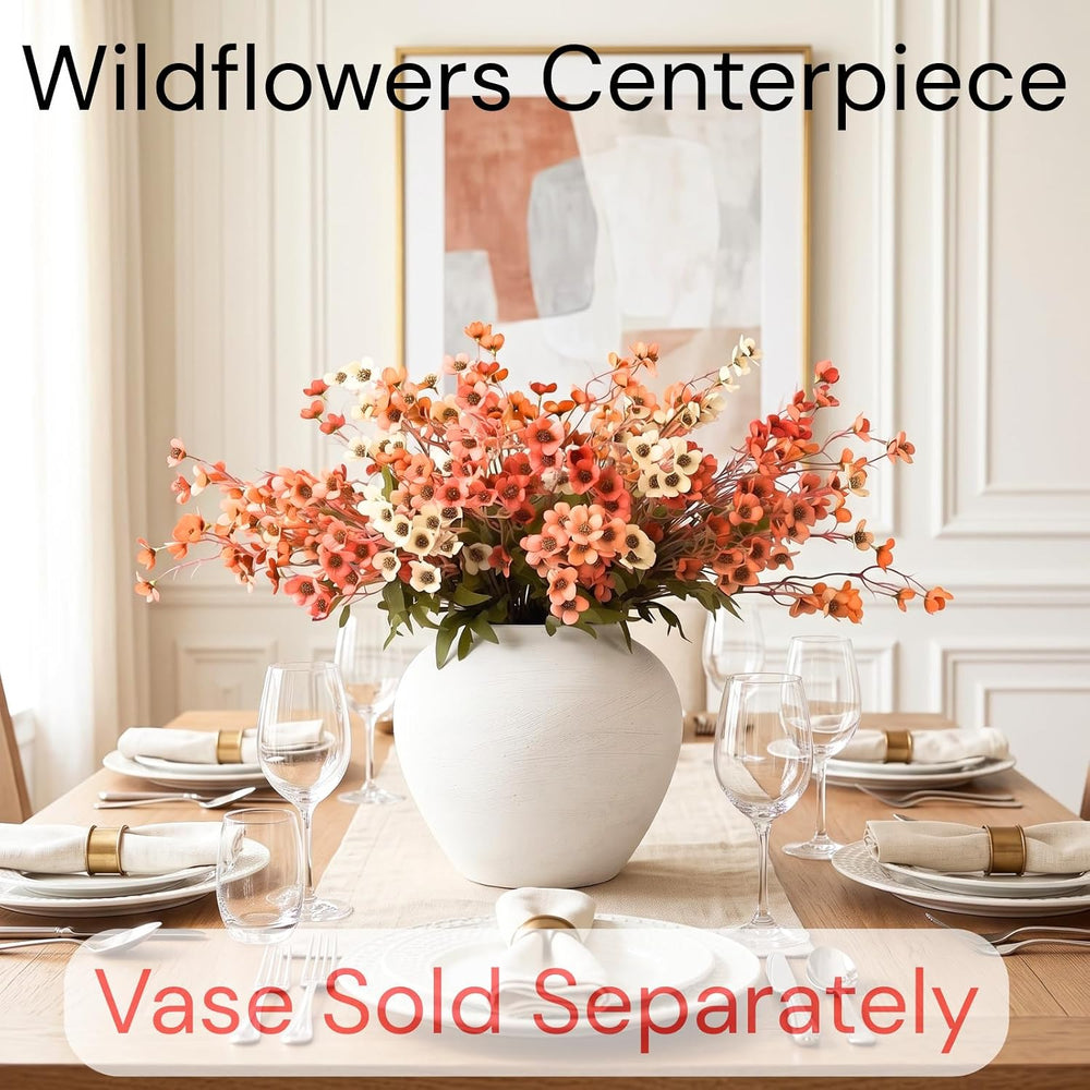 Orange Faux Wildflowers for Fall Decor, Artificial Mum Look For Porch