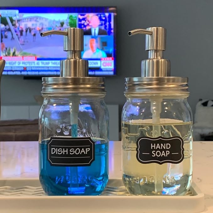 Amolliar Mason Jar Liquid Soap Dispenser Lids, 304 Stainless Steel Pump16oz - Image 6
