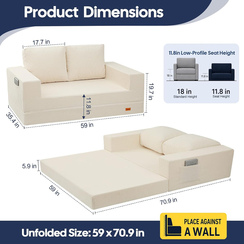 COMAX Futon Sofa Bed, Convertible Sofa Bed, Folding Boneless Couches